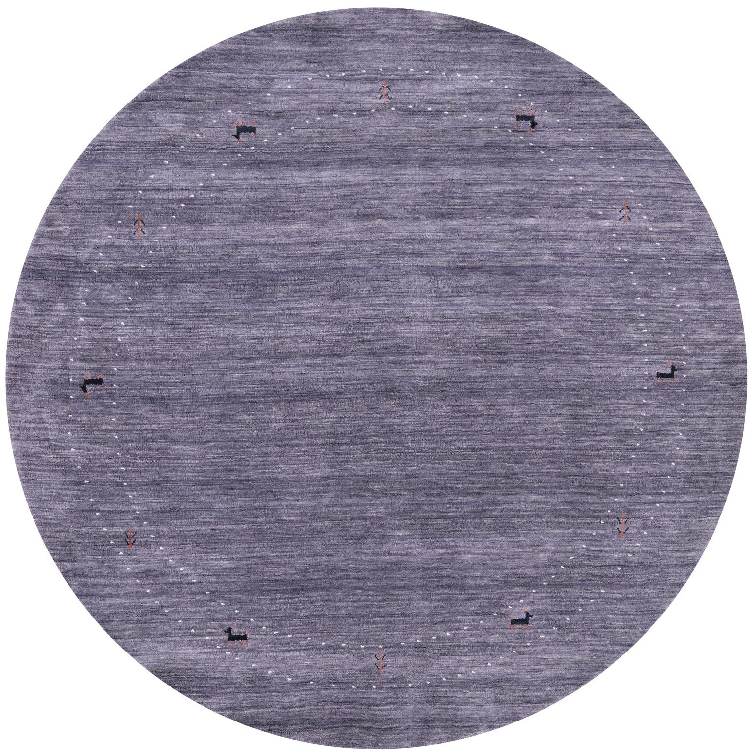 Grey Round Persian Gabbeh Hand Knotted Wool Rug - 6' 0" X 6' 0" - Golden Nile