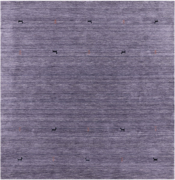 Grey Square Persian Gabbeh Handmade Wool Rug - 6' 0" X 6' 0" - Golden Nile