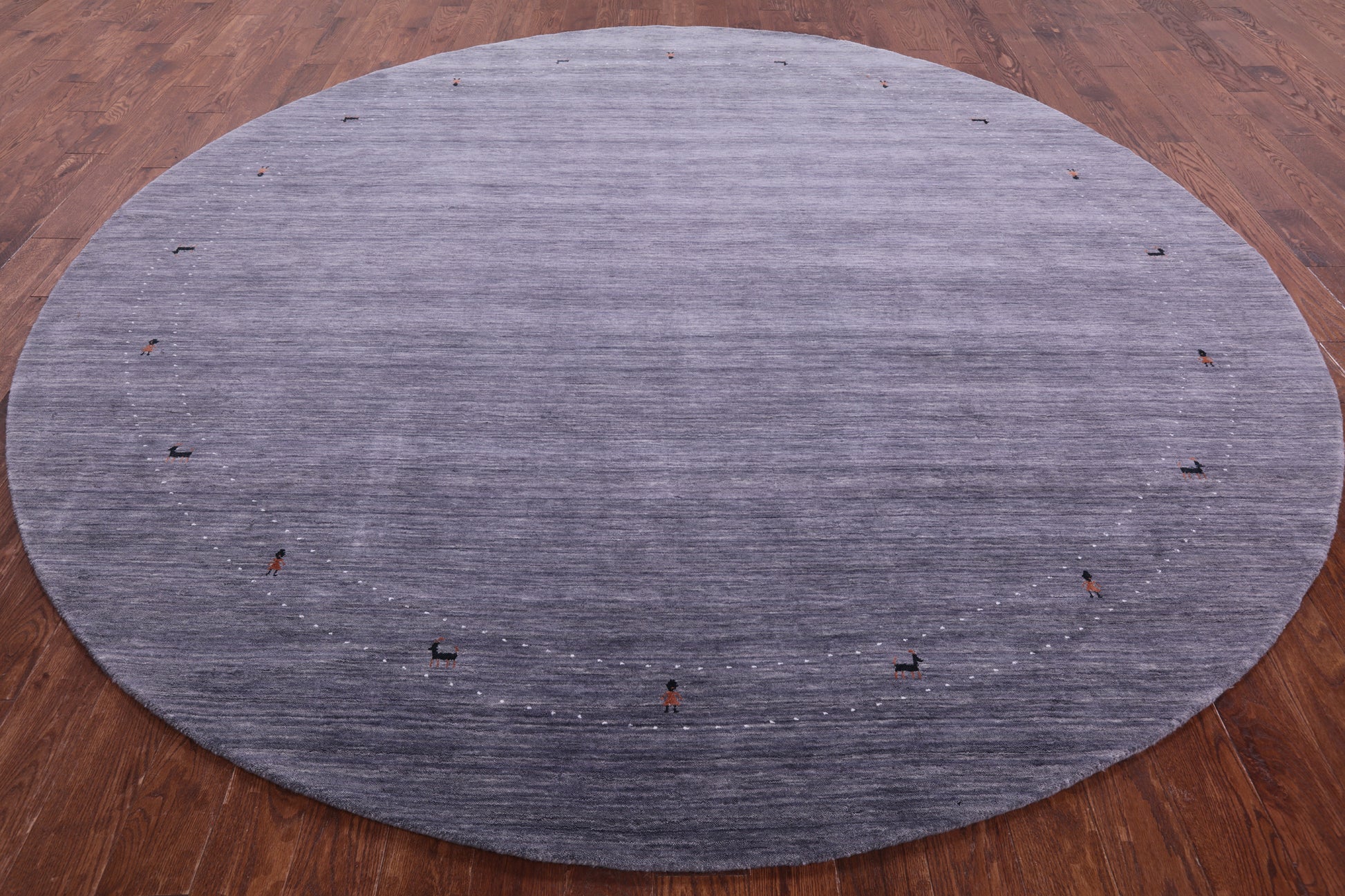 Grey Round Persian Gabbeh Hand Knotted Wool Rug - 10' 0" X 10' 0" - Golden Nile
