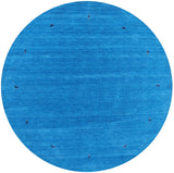 Blue Round Persian Gabbeh Handmade Wool Rug - 8' 0" X 8' 0" - Golden Nile