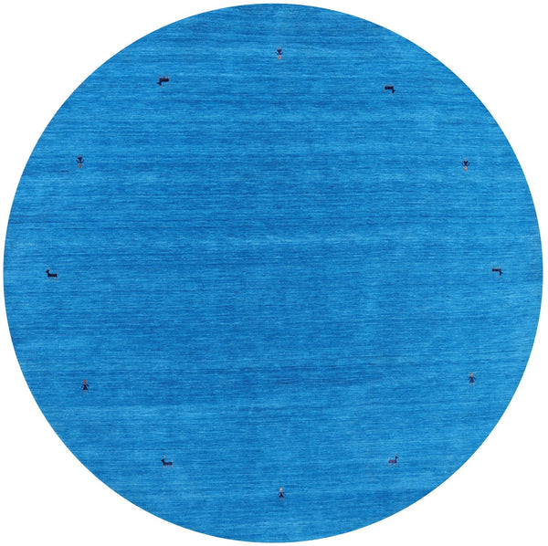 Blue Round Persian Gabbeh Handmade Wool Rug - 8' 0" X 8' 0" - Golden Nile
