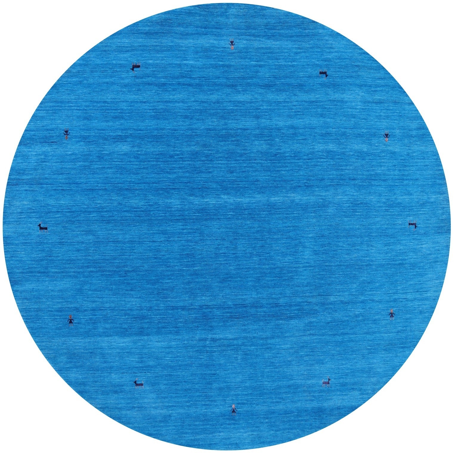 Blue Round Persian Gabbeh Handmade Wool Rug - 8' 0" X 8' 0" - Golden Nile