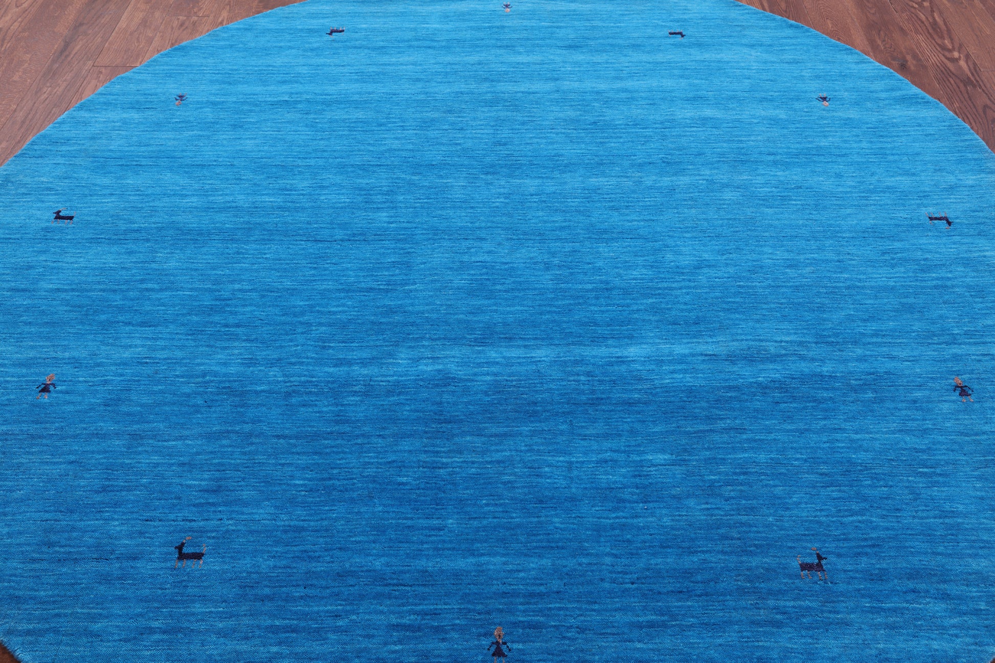 Blue Round Persian Gabbeh Handmade Wool Rug - 8' 0" X 8' 0" - Golden Nile