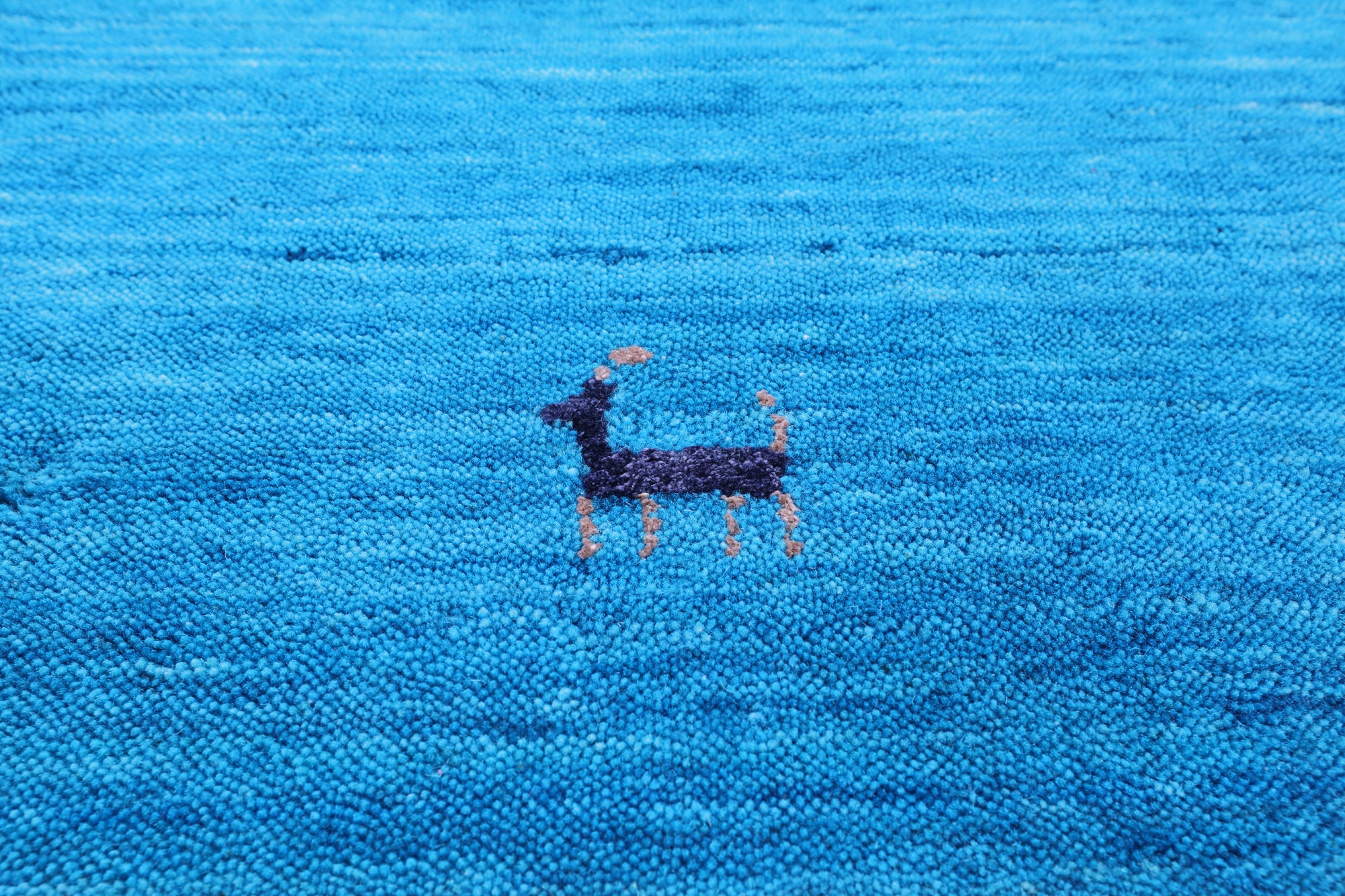Blue Round Persian Gabbeh Handmade Wool Rug - 8' 0" X 8' 0" - Golden Nile