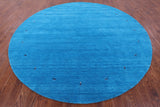 Blue Round Persian Gabbeh Hand Knotted Wool Rug - 10' 0" X 10' 0" - Golden Nile