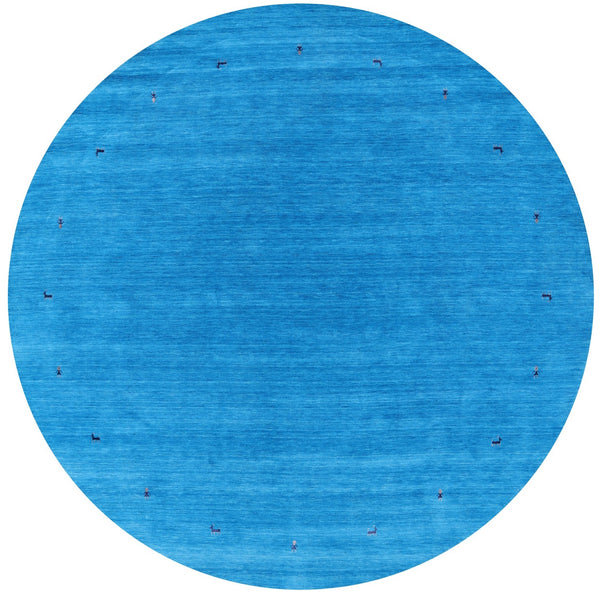 Blue Round Persian Gabbeh Hand Knotted Wool Rug - 10' 0" X 10' 0" - Golden Nile