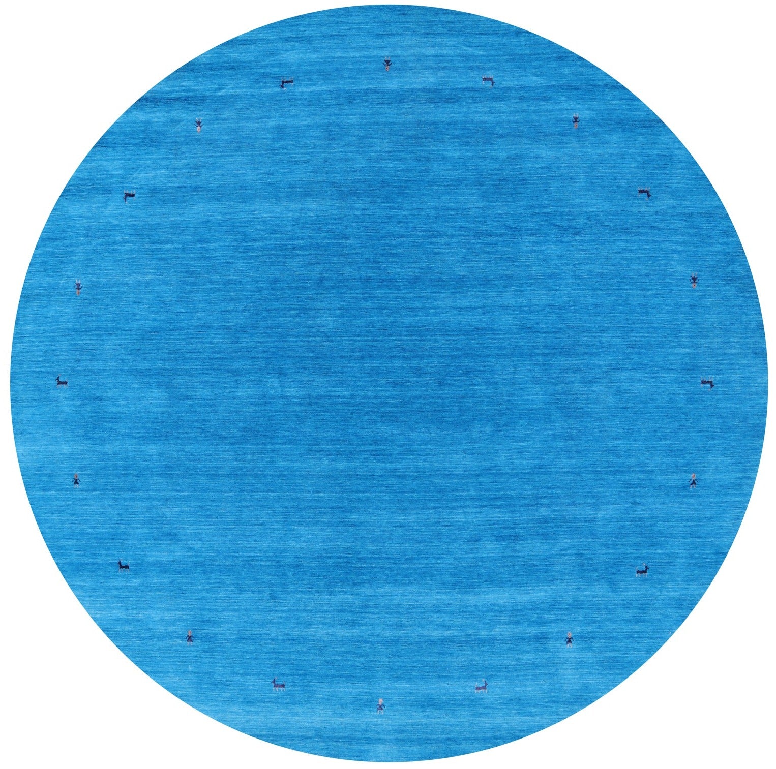 Blue Round Persian Gabbeh Hand Knotted Wool Rug - 10' 0" X 10' 0" - Golden Nile