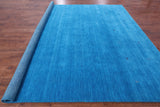 Blue Square Persian Gabbeh Hand Knotted Wool Rug - 10' 0" X 10' 0" - Golden Nile