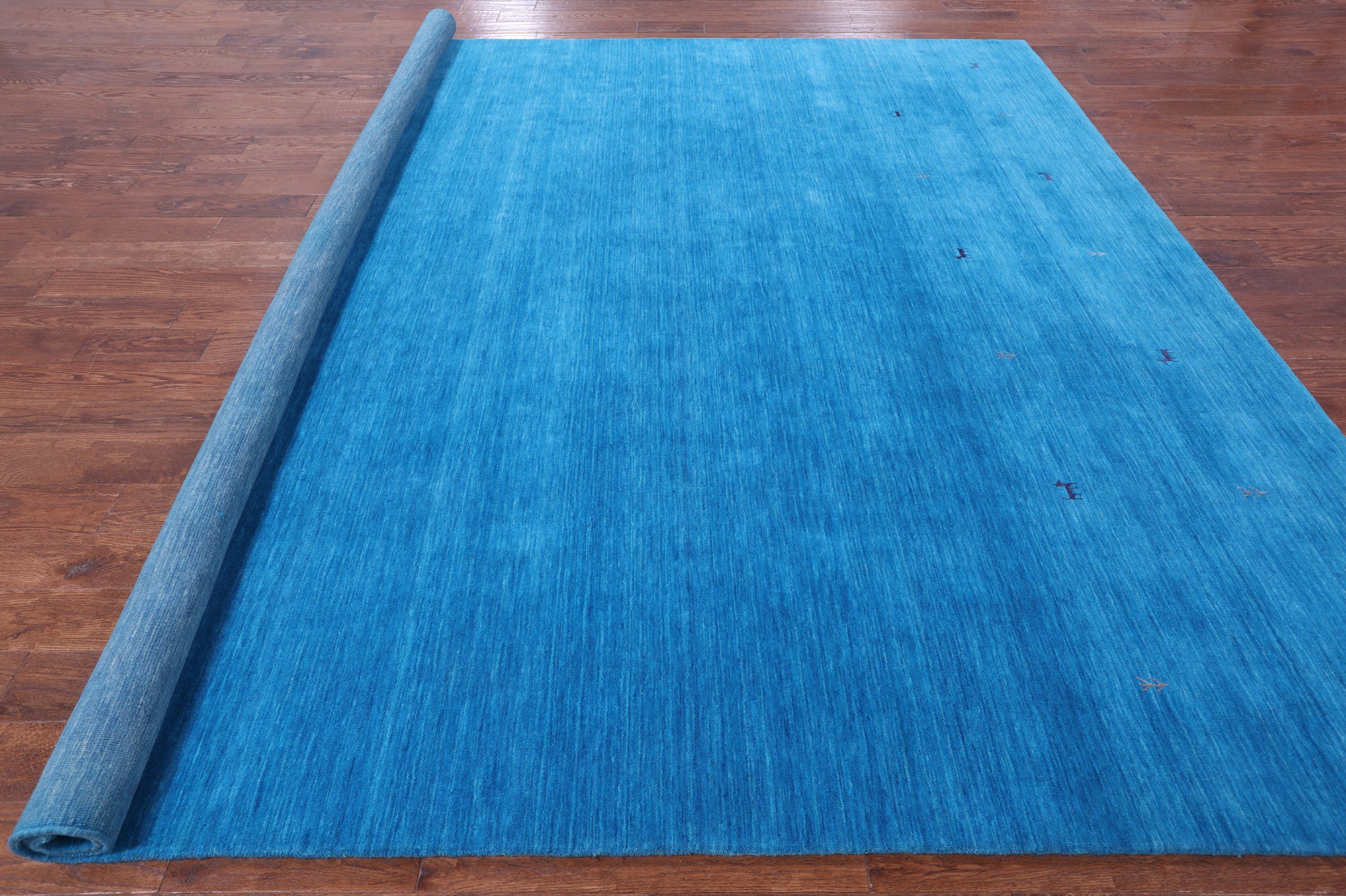 Blue Square Persian Gabbeh Hand Knotted Wool Rug - 10' 0" X 10' 0" - Golden Nile