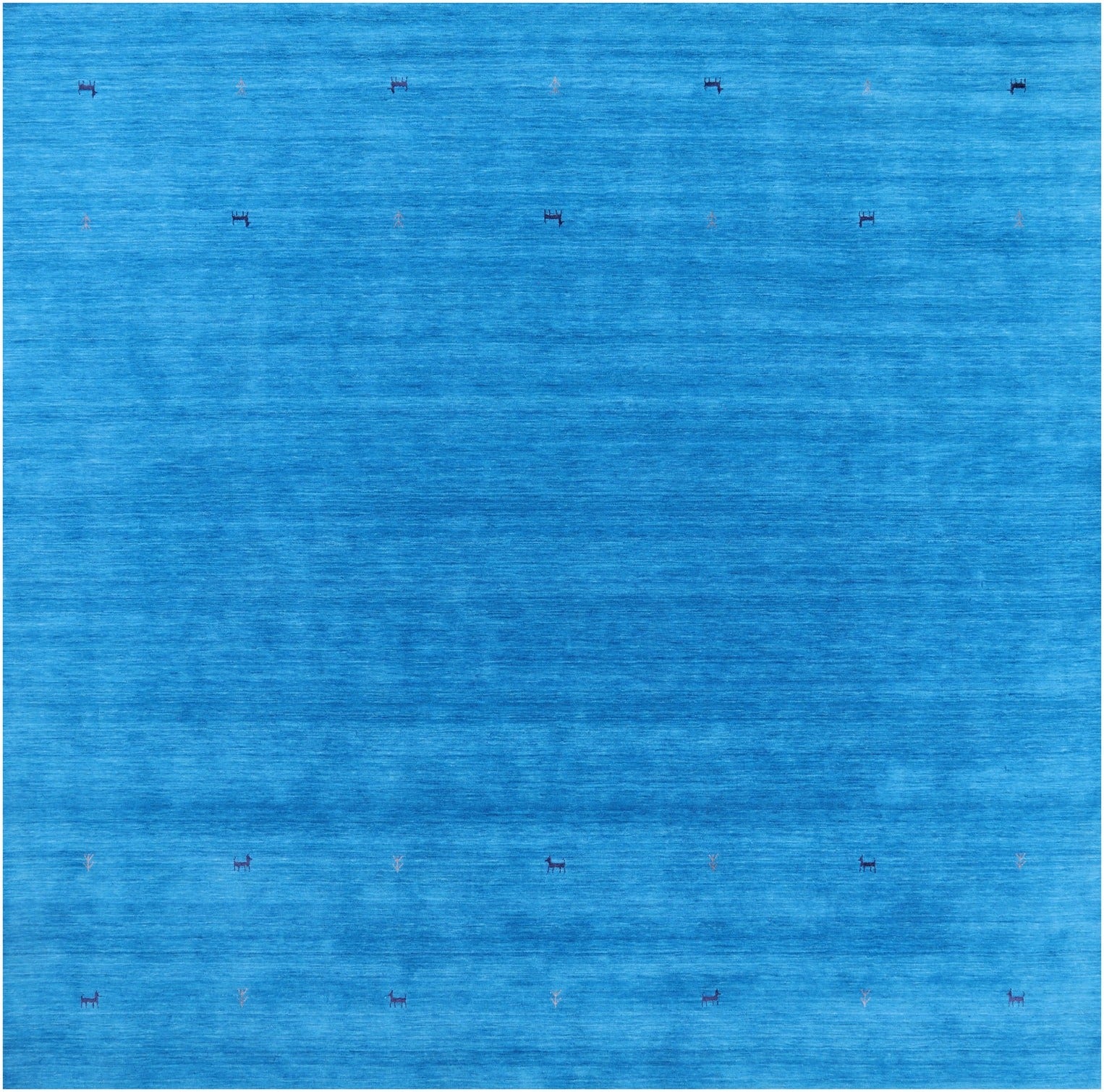 Blue Square Persian Gabbeh Hand Knotted Wool Rug - 10' 0" X 10' 0" - Golden Nile