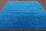 Blue Square Persian Gabbeh Hand Knotted Wool Rug - 10' 0" X 10' 0" - Golden Nile