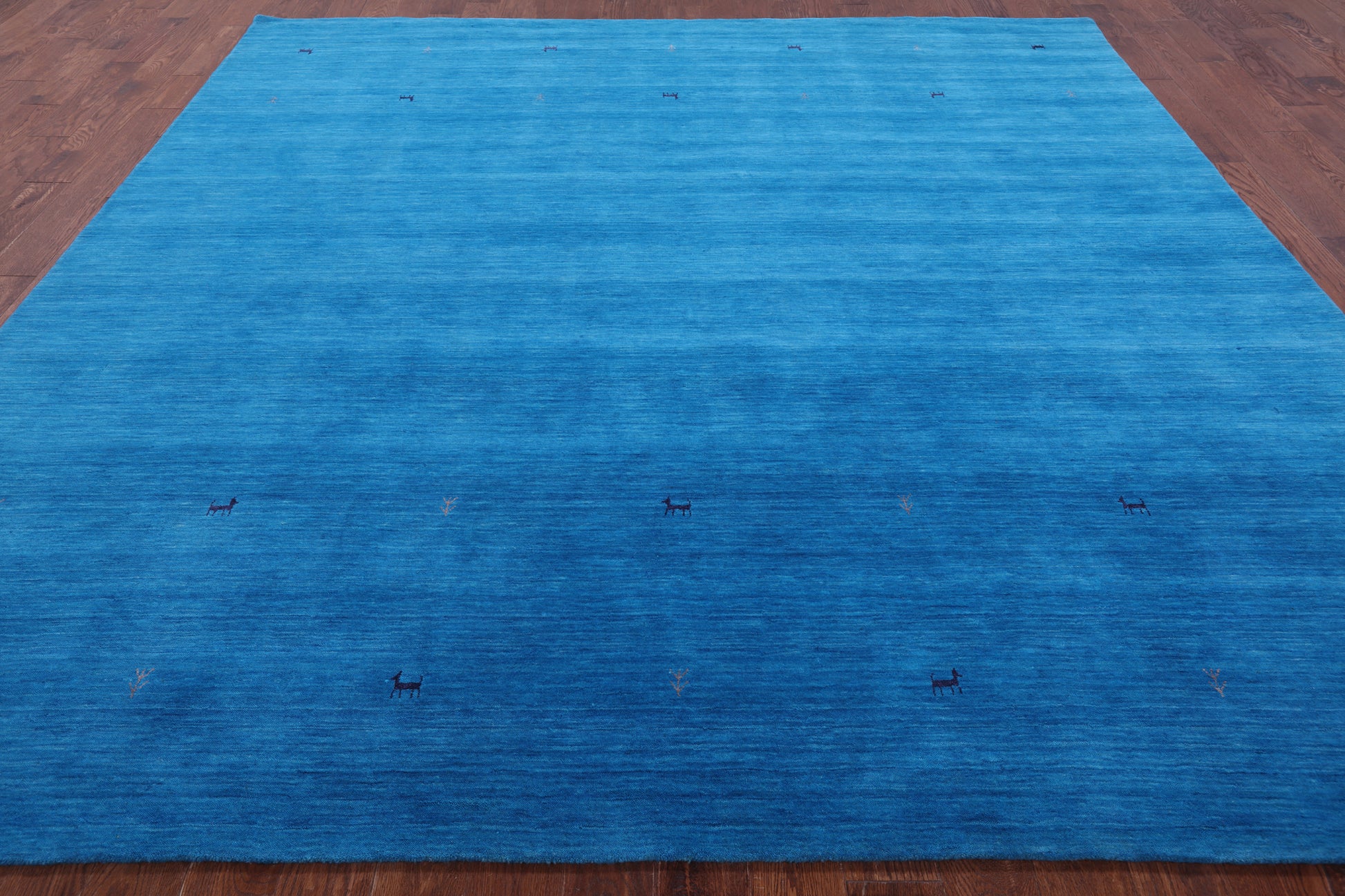 Blue Square Persian Gabbeh Hand Knotted Wool Rug - 10' 0" X 10' 0" - Golden Nile