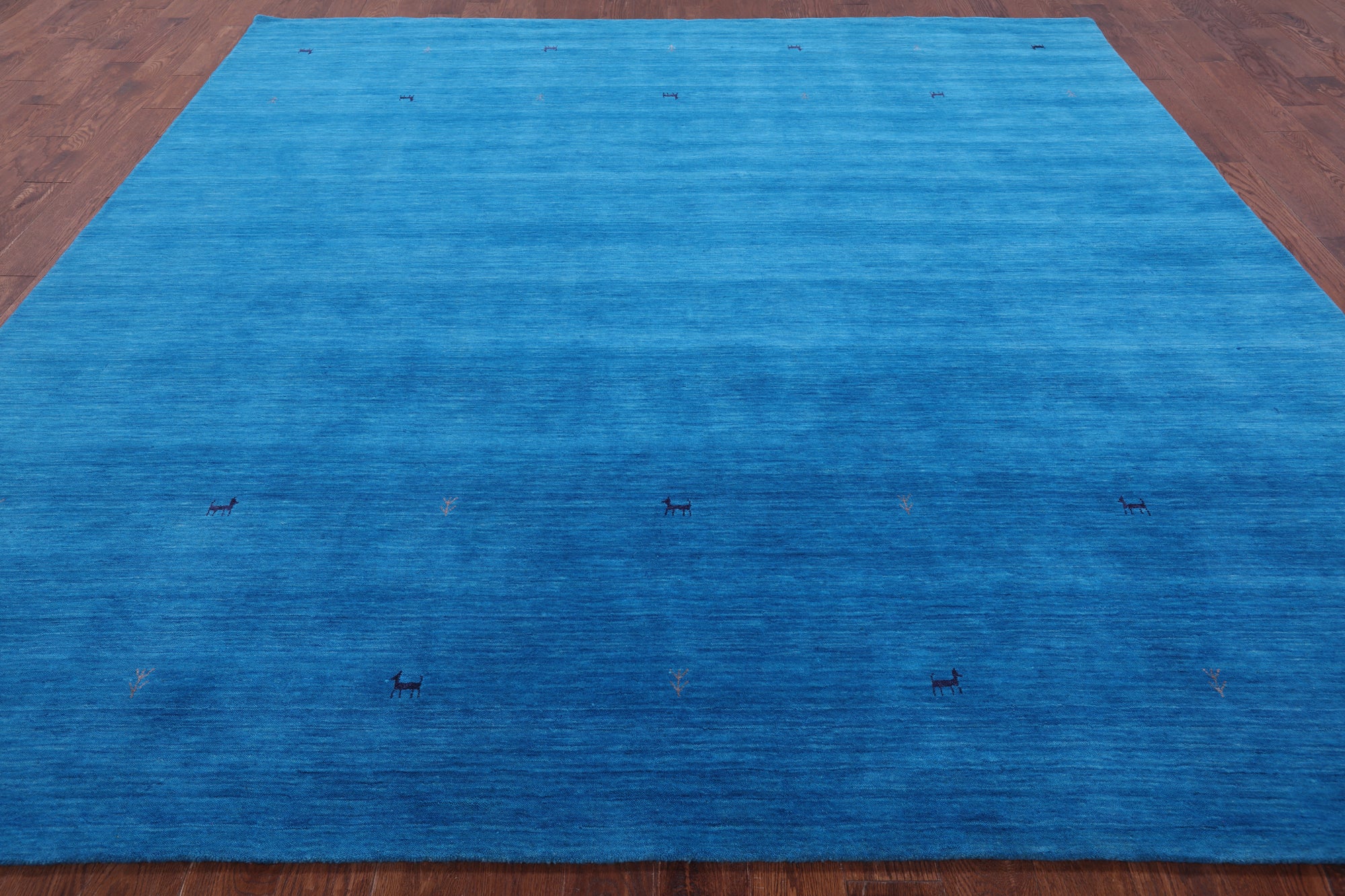Blue Square Persian Gabbeh Hand Knotted Wool Rug - 10' 0" X 10' 0" - Golden Nile
