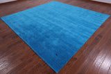 Blue Square Persian Gabbeh Hand Knotted Wool Rug - 10' 0" X 10' 0" - Golden Nile