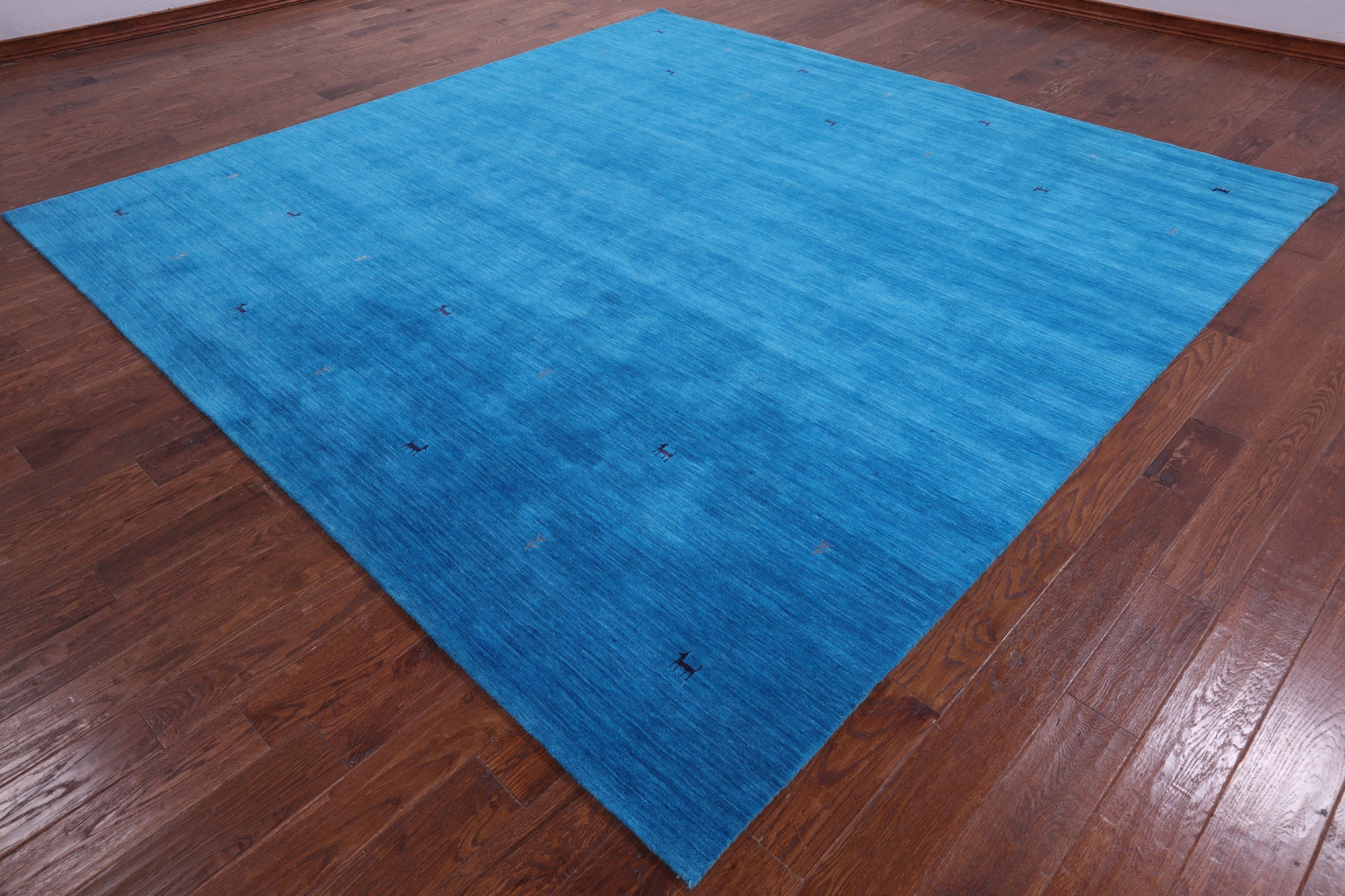 Blue Square Persian Gabbeh Hand Knotted Wool Rug - 10' 0" X 10' 0" - Golden Nile