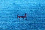 Blue Square Persian Gabbeh Hand Knotted Wool Rug - 10' 0" X 10' 0" - Golden Nile