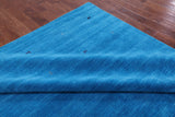 Blue Square Persian Gabbeh Hand Knotted Wool Rug - 10' 0" X 10' 0" - Golden Nile