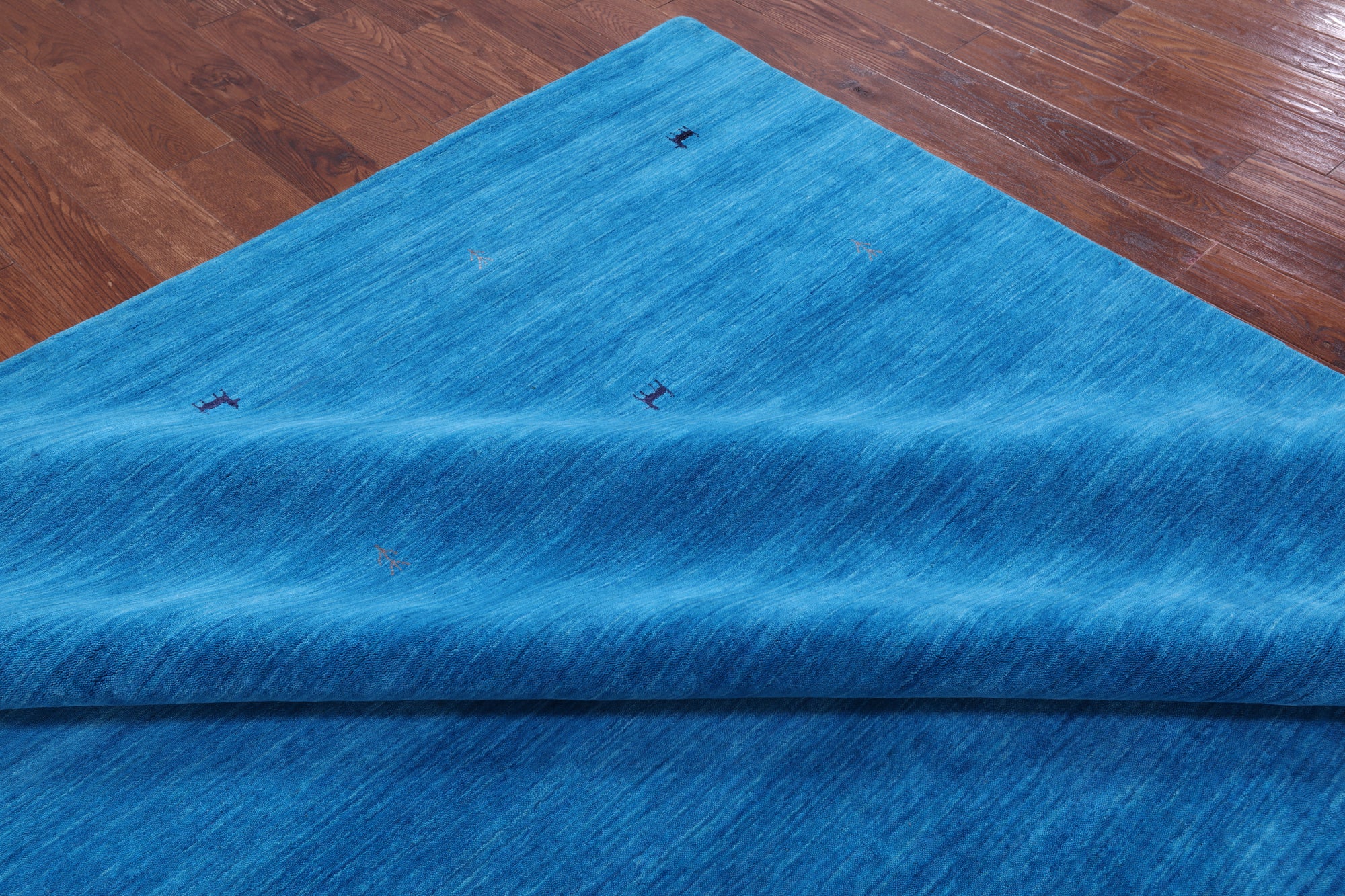 Blue Square Persian Gabbeh Hand Knotted Wool Rug - 10' 0" X 10' 0" - Golden Nile