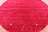 Red Round Persian Gabbeh Handmade Wool Rug - 6' 0" X 6' 0" - Golden Nile