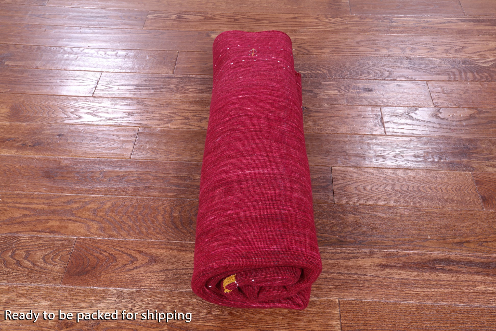 Red Round Persian Gabbeh Handmade Wool Rug - 6' 0" X 6' 0" - Golden Nile