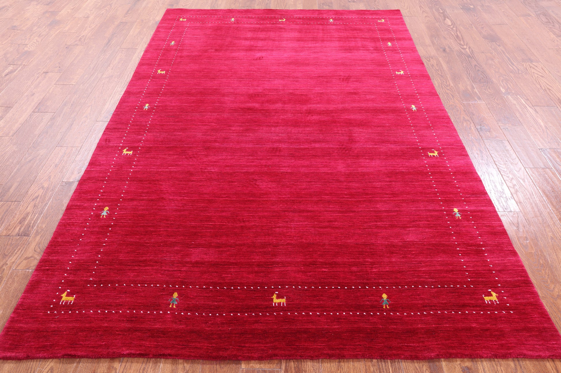 Red Persian Gabbeh Hand Knotted Wool Rug - 6' 0" X 9' 0" - Golden Nile