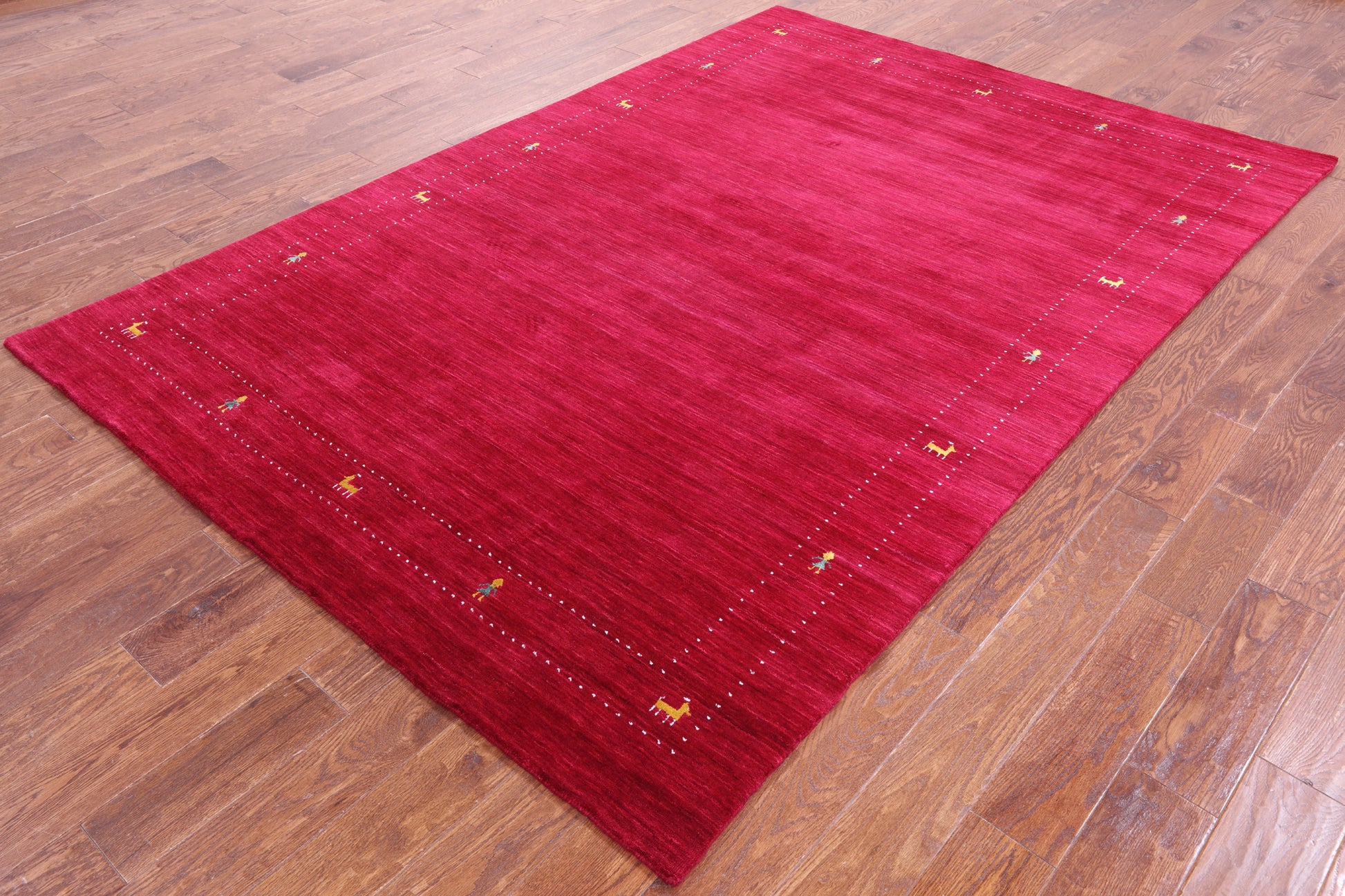 Red Persian Gabbeh Hand Knotted Wool Rug - 6' 0" X 9' 0" - Golden Nile