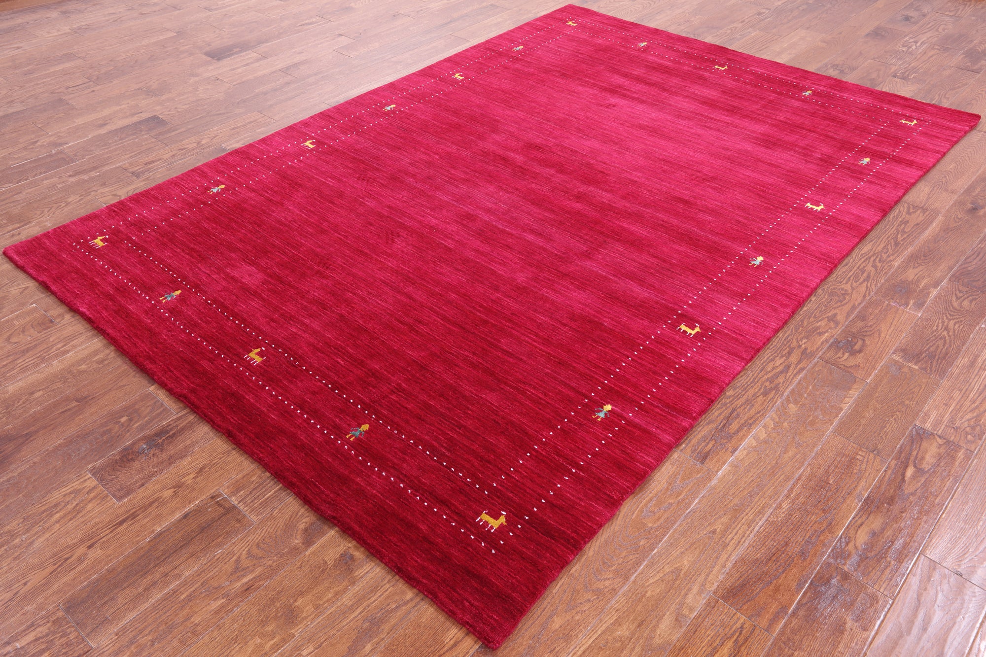 Red Persian Gabbeh Hand Knotted Wool Rug - 6' 0" X 9' 0" - Golden Nile