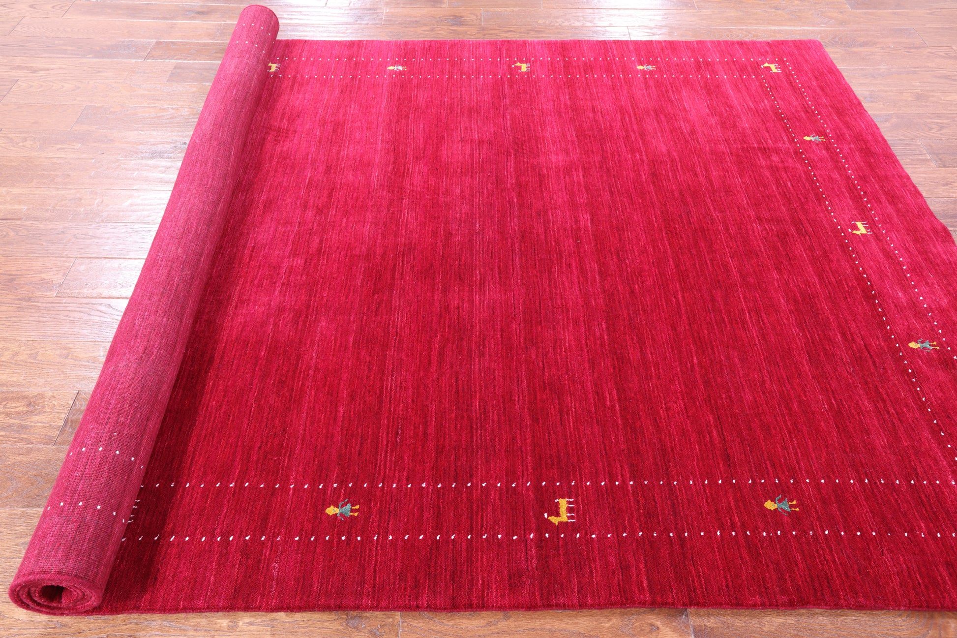 Red Persian Gabbeh Hand Knotted Wool Rug - 6' 0" X 9' 0" - Golden Nile