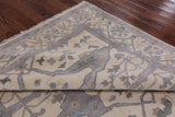 Ivory Turkish Oushak Hand Knotted Wool Area Rug - 8' 1" X 9' 11" - Golden Nile
