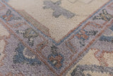 Ivory Turkish Oushak Hand Knotted Wool Area Rug - 8' 1" X 9' 11" - Golden Nile