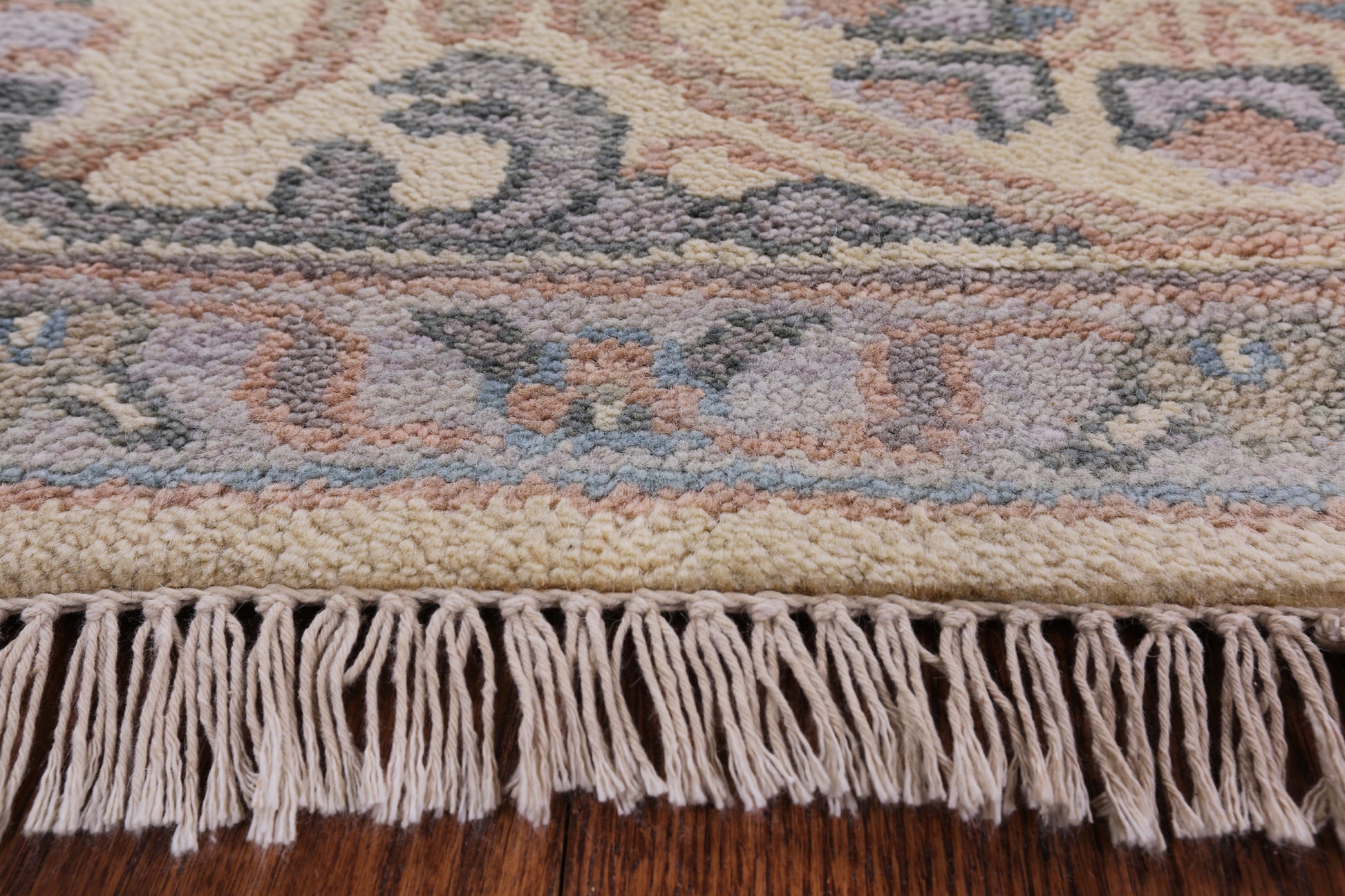 Ivory Turkish Oushak Hand Knotted Wool Area Rug - 8' 1" X 9' 11" - Golden Nile