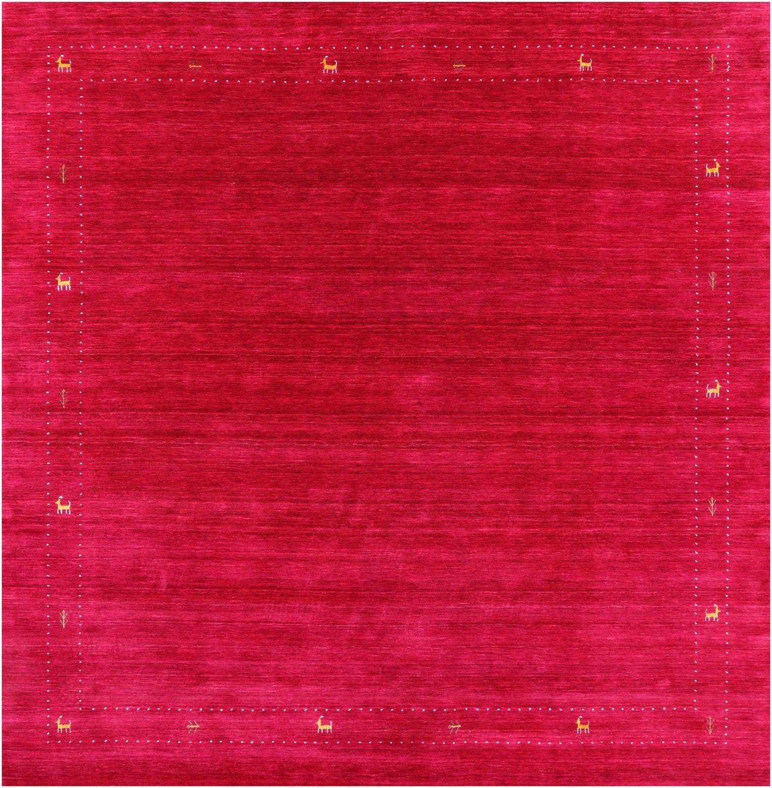 Red Square Persian Gabbeh Hand Knotted Wool Rug - 8' 0" X 8' 0" - Golden Nile