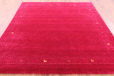 Red Square Persian Gabbeh Hand Knotted Wool Rug - 8' 0" X 8' 0" - Golden Nile