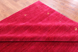 Red Square Persian Gabbeh Hand Knotted Wool Rug - 8' 0" X 8' 0" - Golden Nile