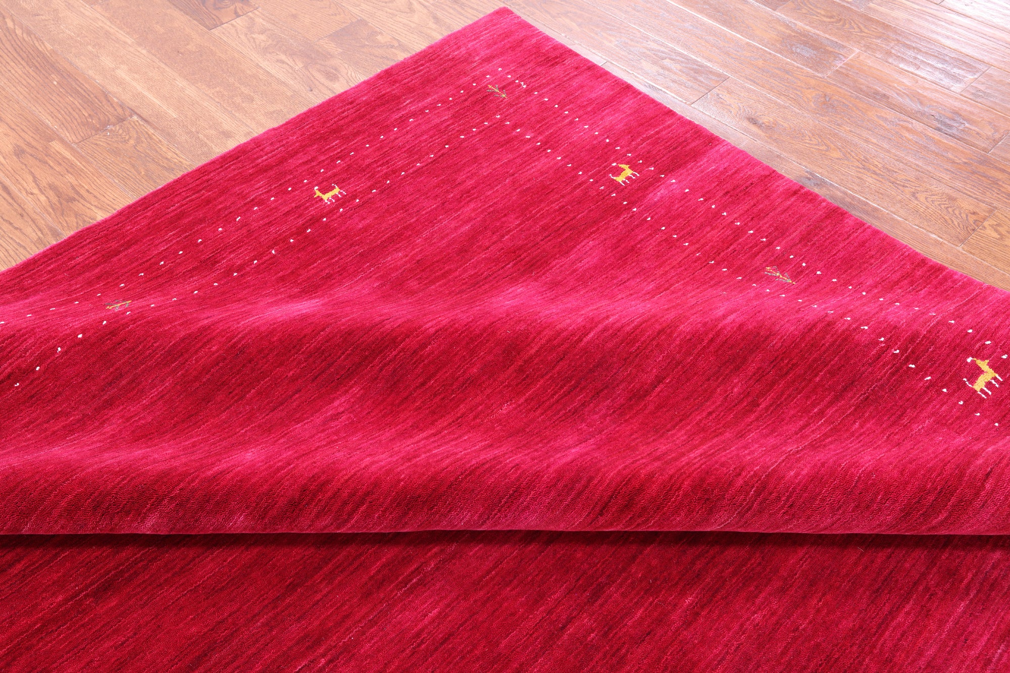 Red Square Persian Gabbeh Hand Knotted Wool Rug - 8' 0" X 8' 0" - Golden Nile