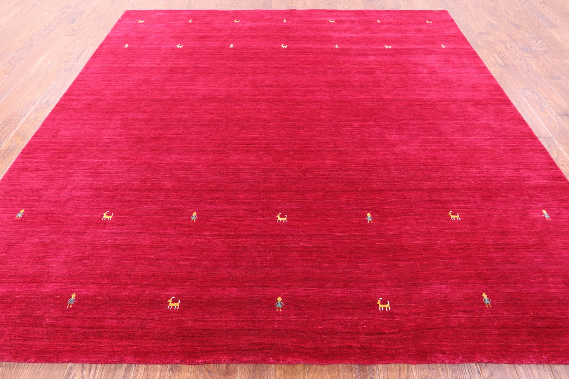 Red Square Persian Gabbeh Hand Knotted Wool Rug - 10' 0" X 10' 0" - Golden Nile