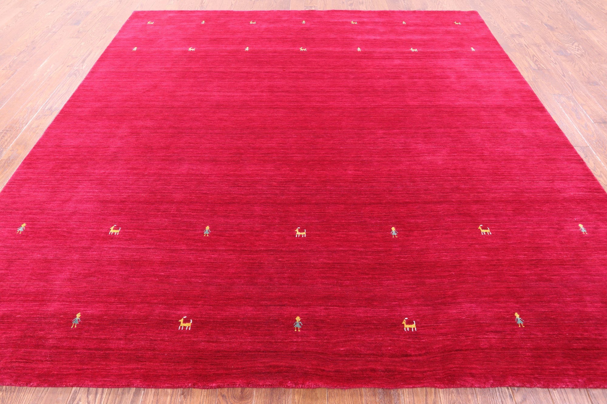 Red Square Persian Gabbeh Hand Knotted Wool Rug - 10' 0" X 10' 0" - Golden Nile