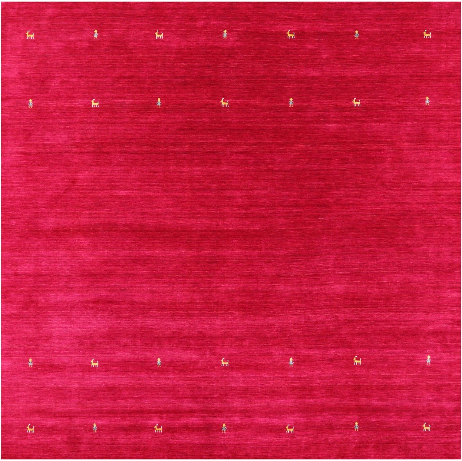 Red Square Persian Gabbeh Hand Knotted Wool Rug - 10' 0" X 10' 0" - Golden Nile