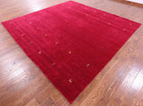 Red Square Persian Gabbeh Hand Knotted Wool Rug - 10' 0" X 10' 0" - Golden Nile
