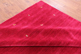 Red Square Persian Gabbeh Hand Knotted Wool Rug - 10' 0" X 10' 0" - Golden Nile