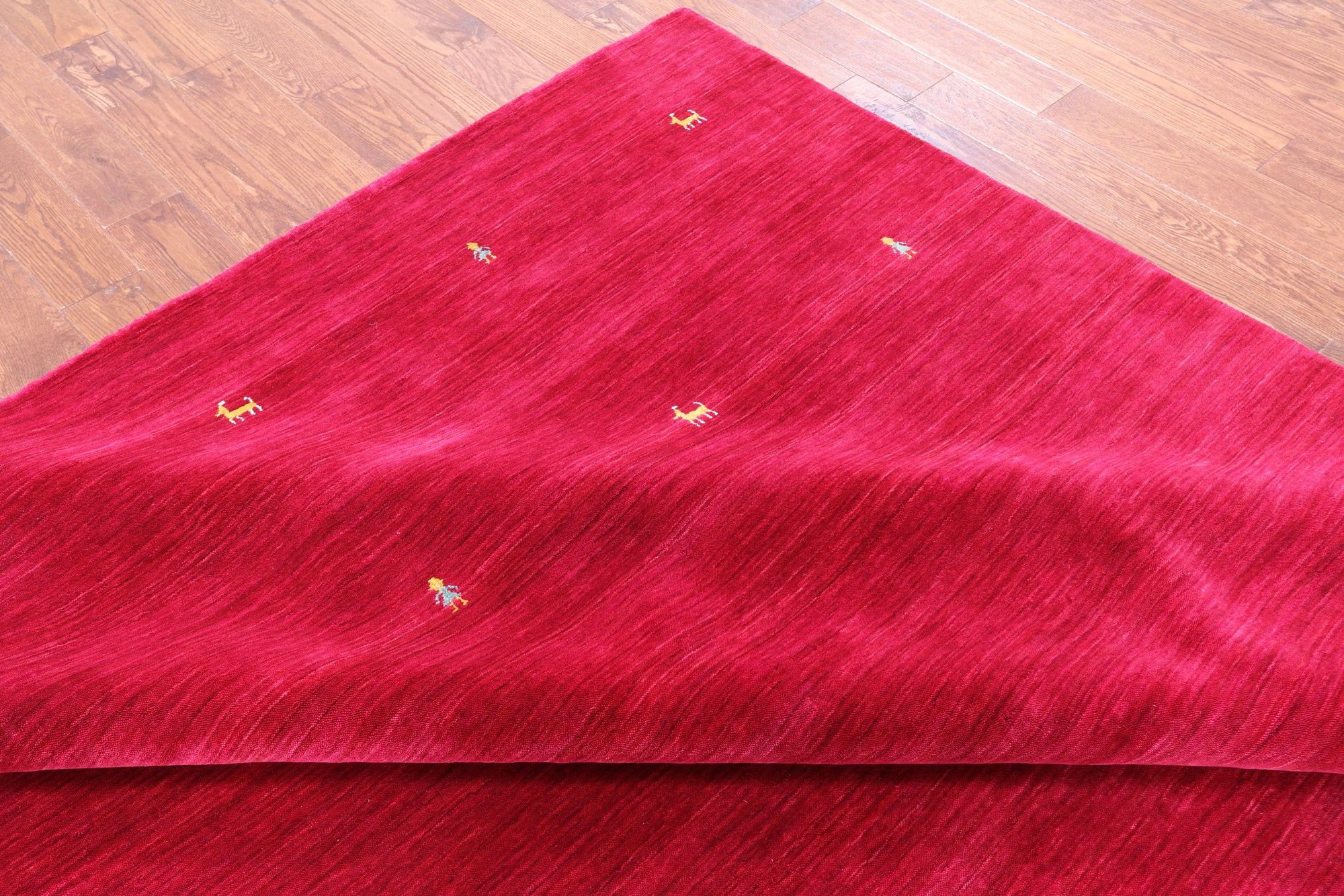 Red Square Persian Gabbeh Hand Knotted Wool Rug - 10' 0" X 10' 0" - Golden Nile