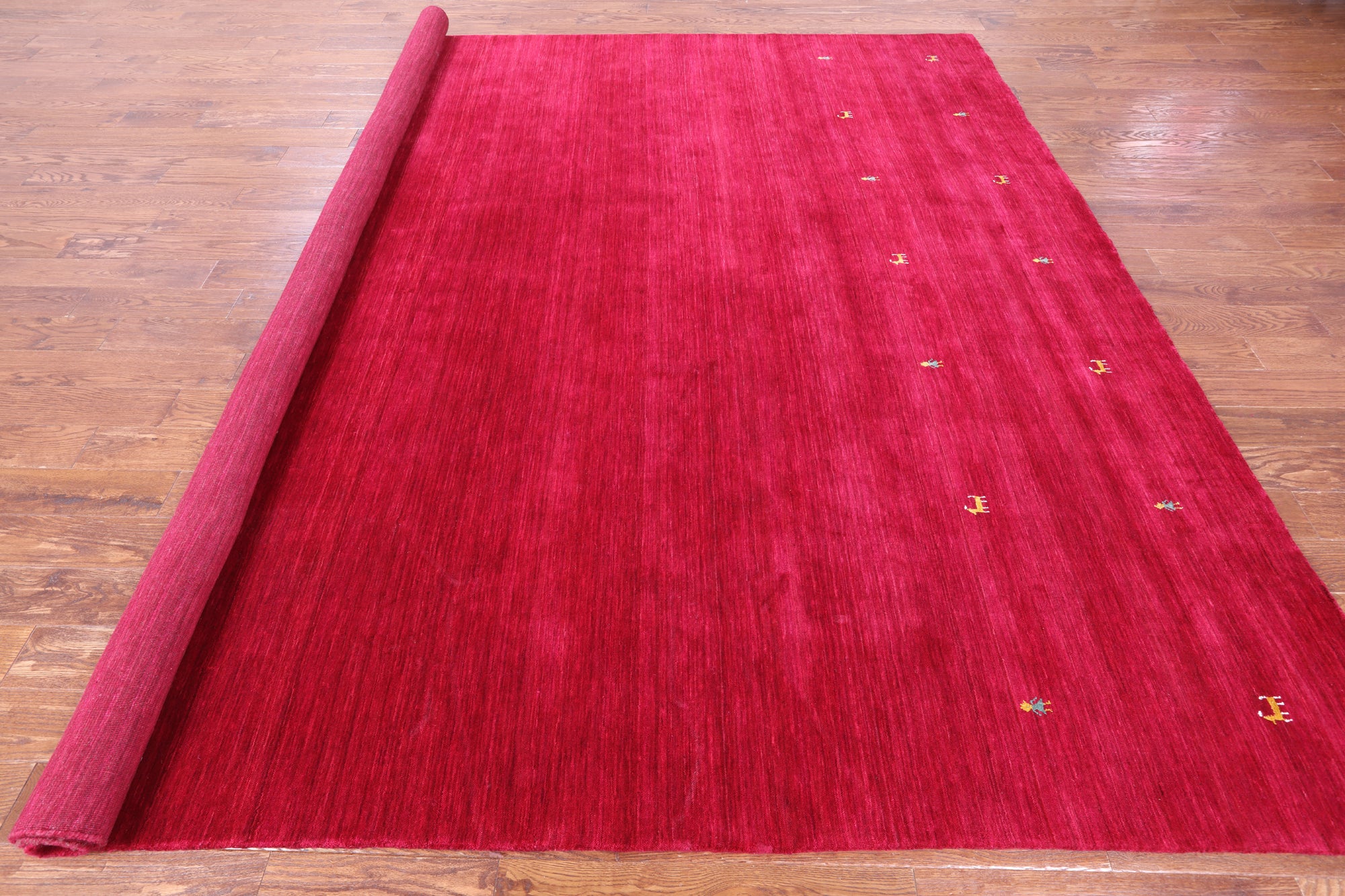 Red Square Persian Gabbeh Hand Knotted Wool Rug - 10' 0" X 10' 0" - Golden Nile