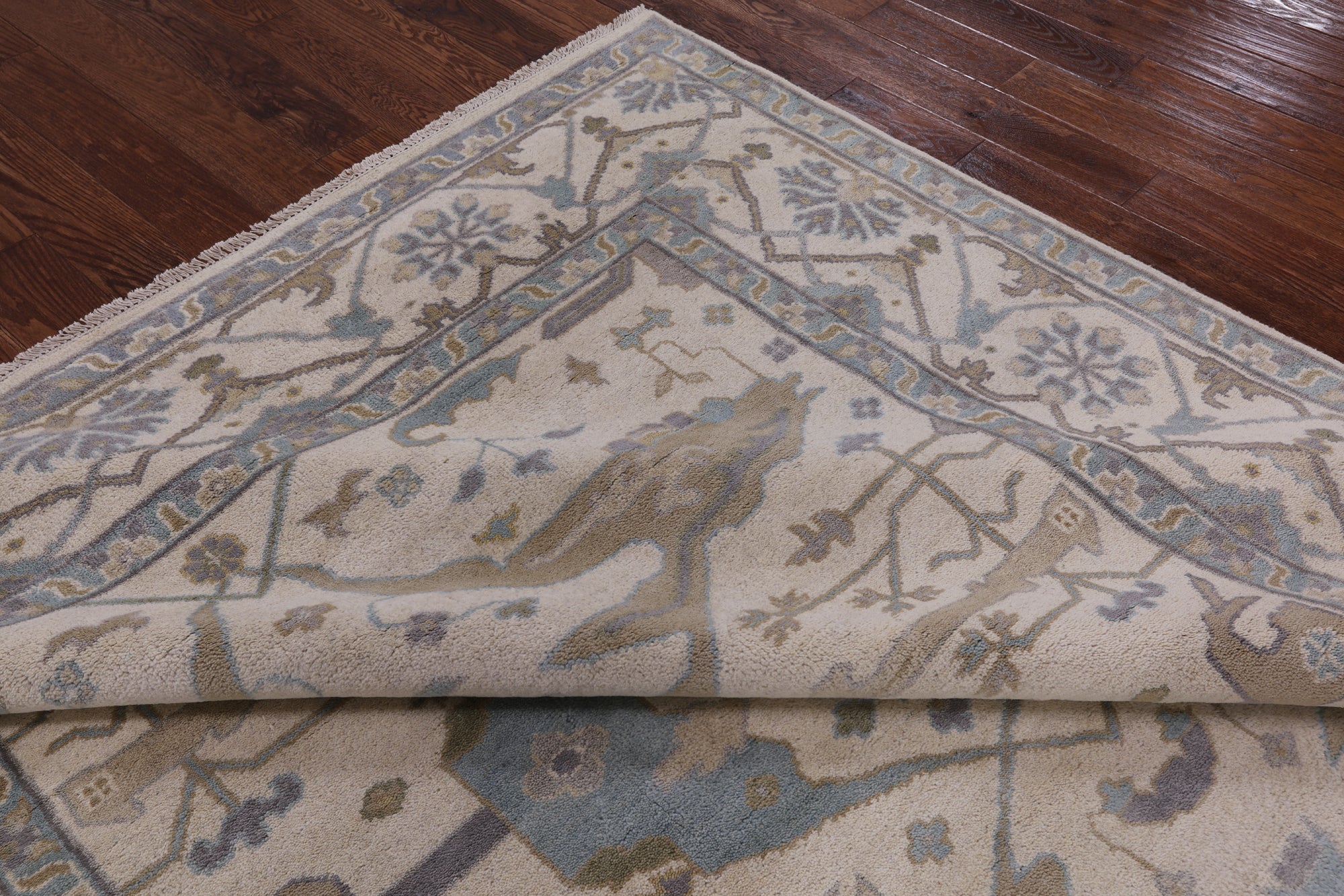 Ivory Turkish Oushak Handmade Wool Area Rug - 8' 2" X 9' 8" - Golden Nile