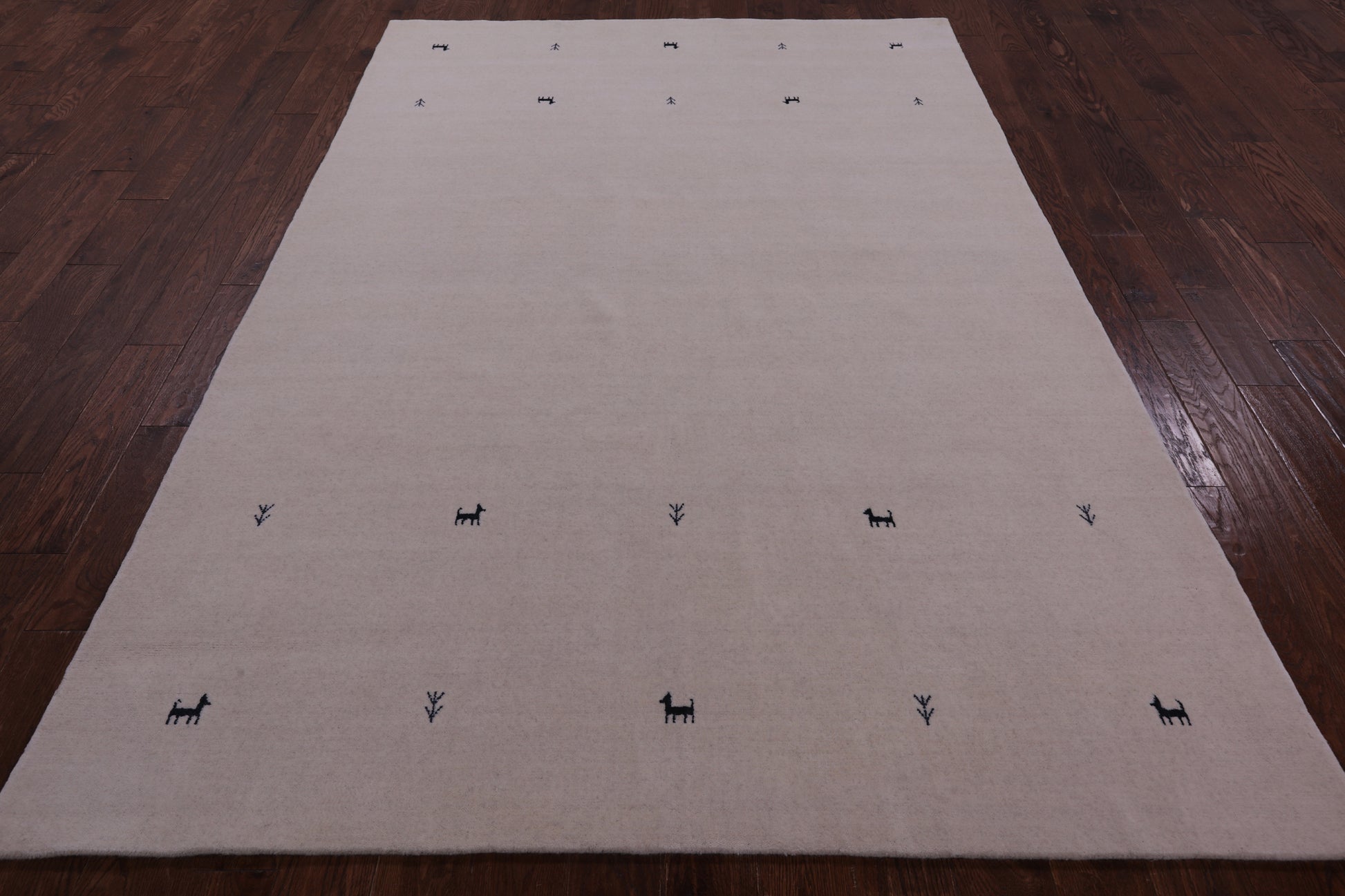 Ivory Persian Gabbeh Hand Knotted Wool Rug - 6' 0" X 9' 0" - Golden Nile