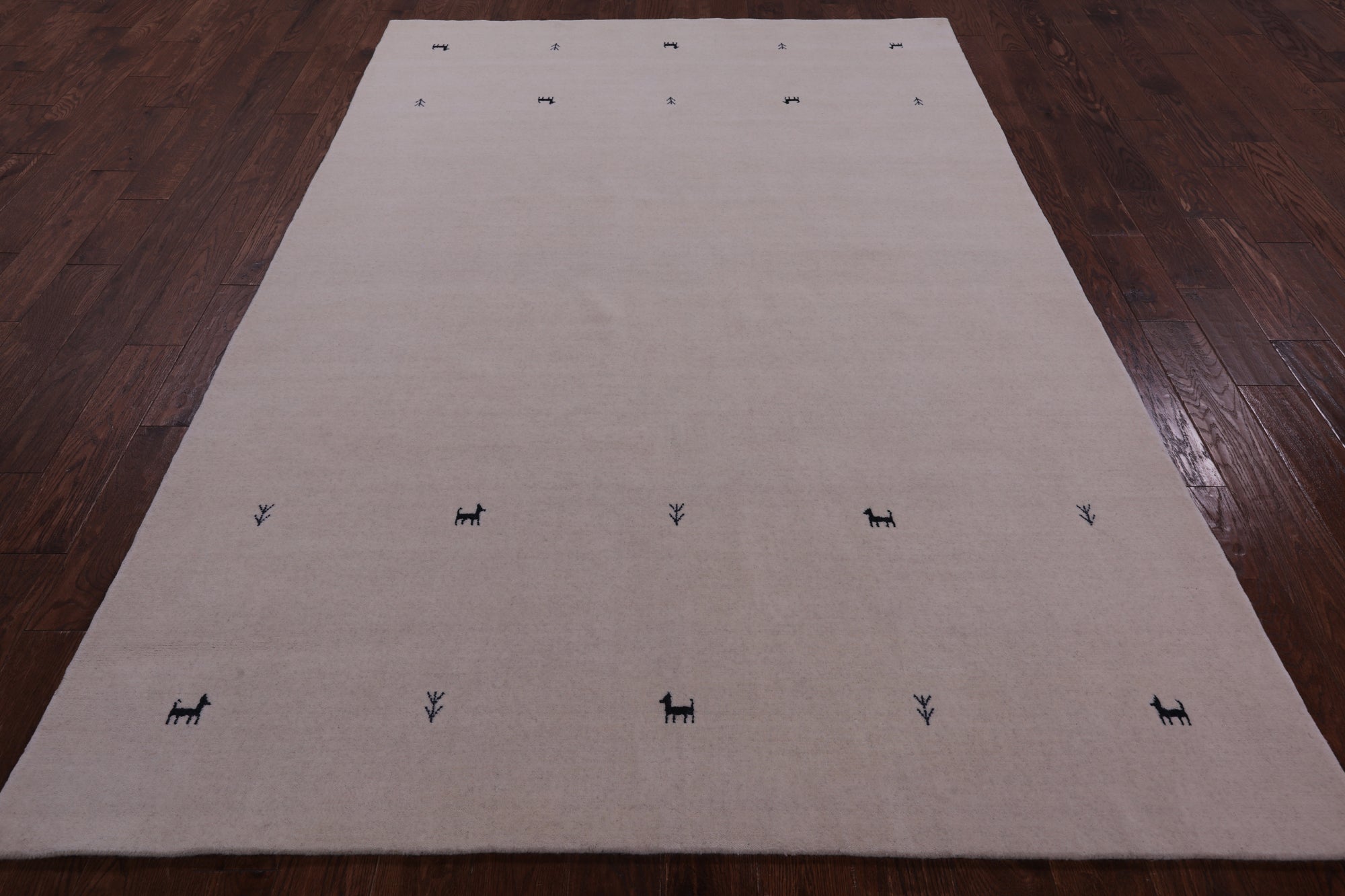 Ivory Persian Gabbeh Hand Knotted Wool Rug - 6' 0" X 9' 0" - Golden Nile