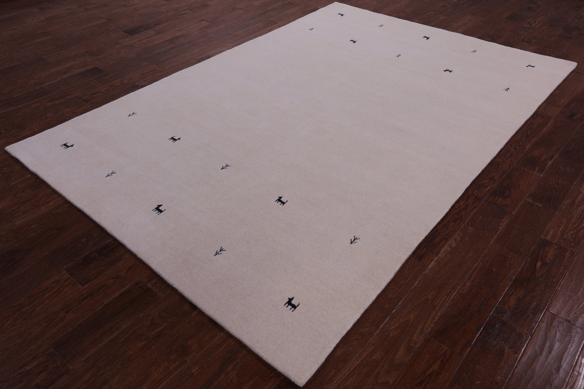Ivory Persian Gabbeh Hand Knotted Wool Rug - 6' 0" X 9' 0" - Golden Nile
