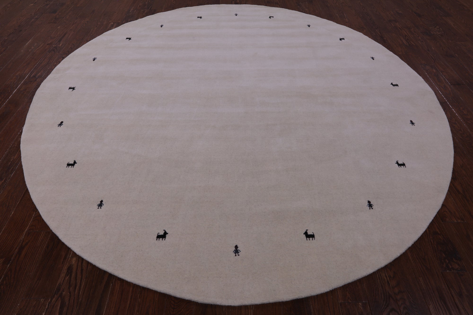 Ivory Round Persian Gabbeh Handmade Wool Rug - 10' 0" X 10' 0" - Golden Nile