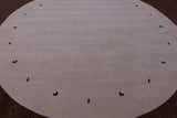 Ivory Round Persian Gabbeh Handmade Wool Rug - 10' 0" X 10' 0" - Golden Nile