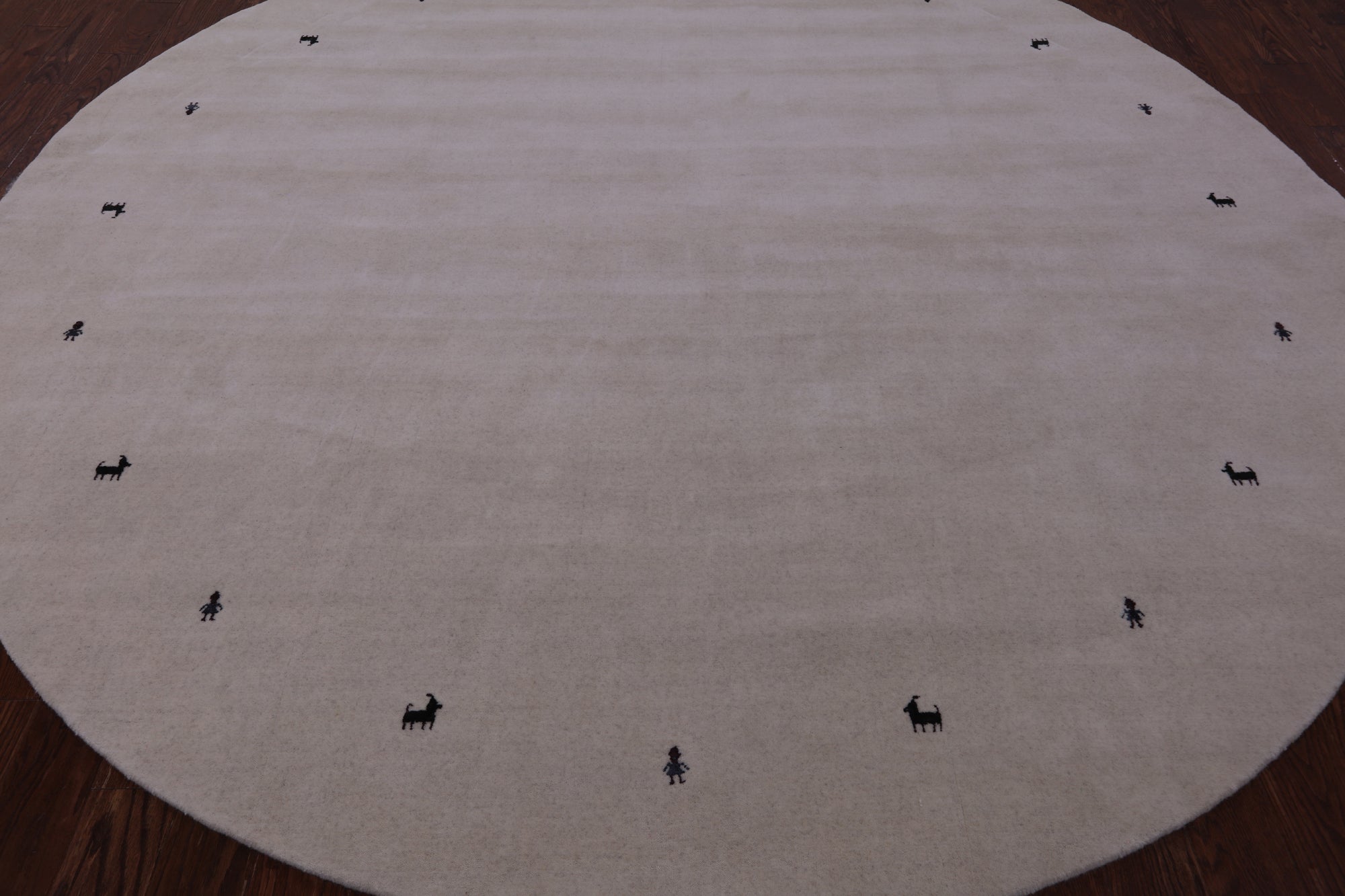 Ivory Round Persian Gabbeh Handmade Wool Rug - 10' 0" X 10' 0" - Golden Nile