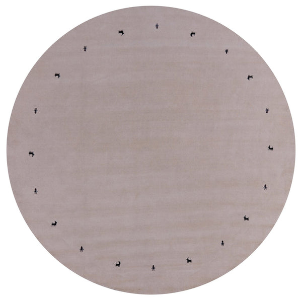 Ivory Round Persian Gabbeh Handmade Wool Rug - 10' 0" X 10' 0" - Golden Nile